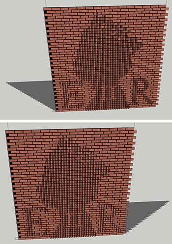 computerised 3D model showing different light shadows for Ketley Tribute to Elizabeth II